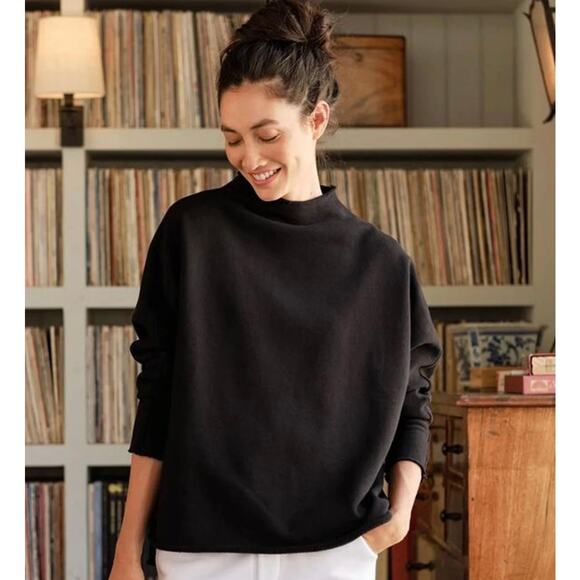 Frank & Eileen Effie Funnel Neck Sweater Black Triple Fleece XS Sweatshirt - Picture 1 of 9